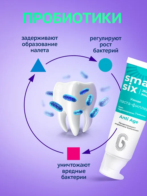 SmartSix Зубная паста филлер с пробиотиками, 75 мл, фото 6