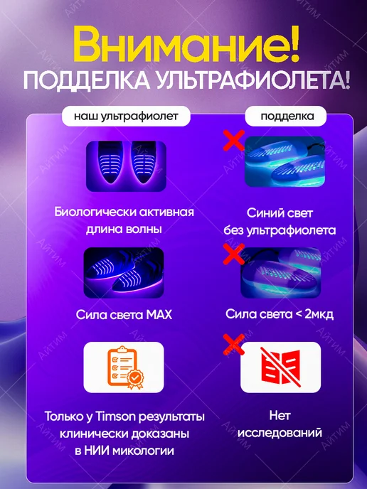 TIMSON Ультрафиолетовая сушилка для обуви с таймером, синий, фото 5