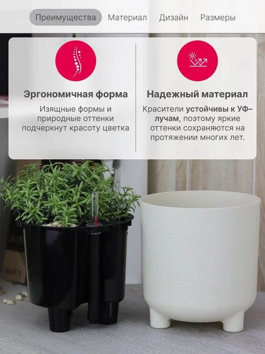 Idea Кашпо для цветов с автополивом и вставкой 2л, 2 л, фото 5