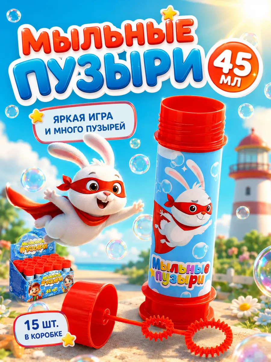 Мыльные пузыри набор 15шт 45мл