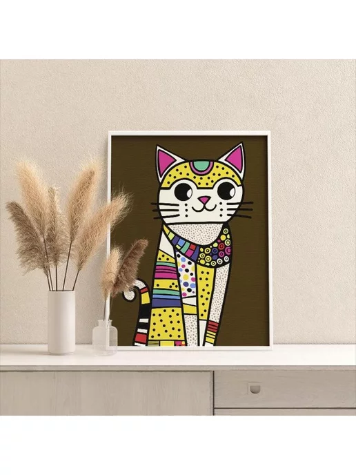 Живопись по номерам Картина по номерам Кошка с узорами 1 30х40, 30x40, фото 3