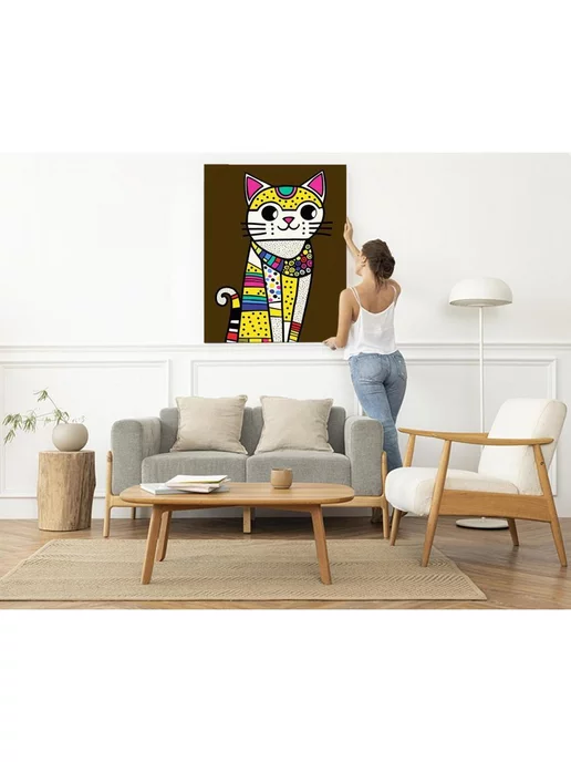 Живопись по номерам Картина по номерам Кошка с узорами 1 30х40, 30x40, фото 6