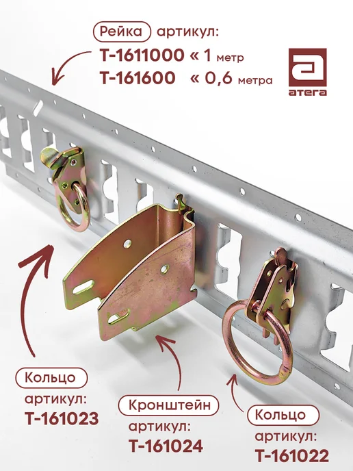 АТЕГА Рейка такелажная мини 1 метр (100 см), 2 шт, 1 м, 2 шт, фото 4