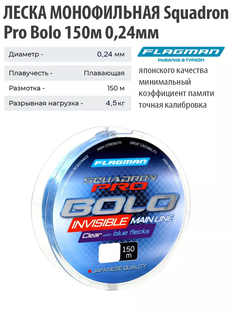 Леска Squadron Pro Bolo Invisible Main Line 150м 0,24мм Flagman купить по цене 17,45 р. в интернет-магазине Wildberries в Беларуси | 219096724