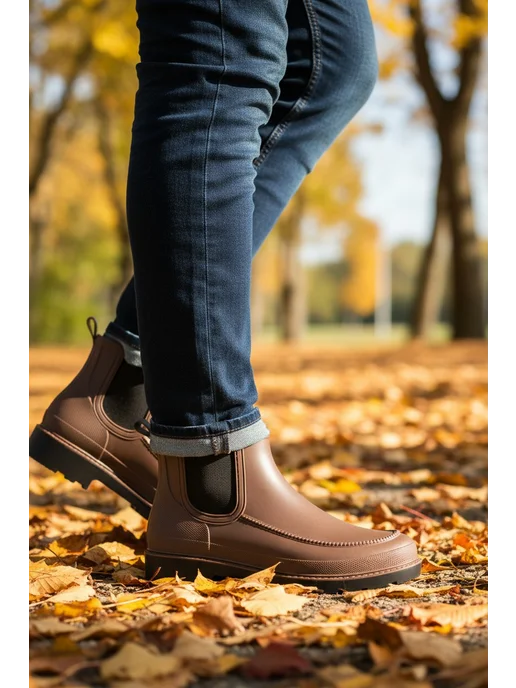 AM SHOES Резиновые сапоги короткие, коричневый, фото 2
