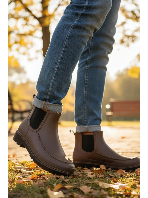 AM SHOES Резиновые сапоги короткие, коричневый, фото 3