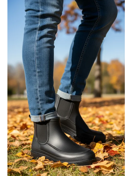 AM SHOES Резиновые сапоги короткие, черный, фото 2