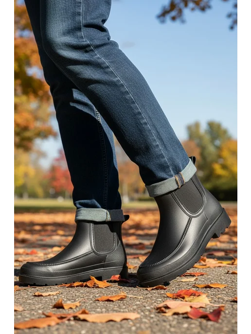 AM SHOES Резиновые сапоги короткие, черный, фото 3