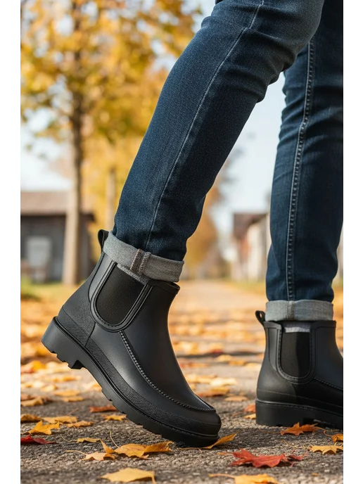 AM SHOES Резиновые сапоги короткие, черный, фото 4