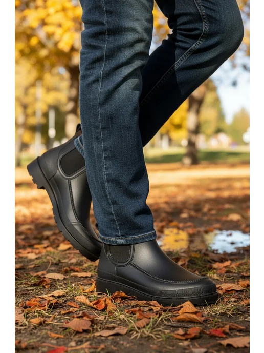 AM SHOES Резиновые сапоги короткие, черный, фото 5