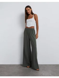 Хаки брюки Wide leg с защипами Gloria Jeans 219106227 купить за 467 ₽ в интернет-магазине Wildberries