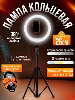 Кольцевая LED лампа со штативом настольная 26 см