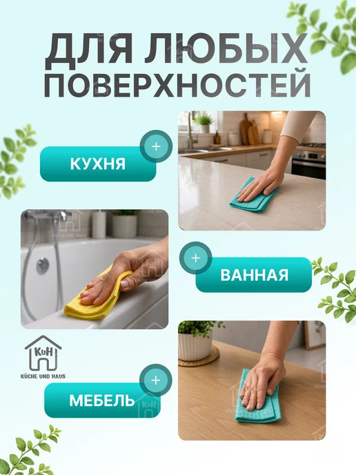 KuH Салфетки губчатые для кухни для уборки 10 шт, 10 шт, фото 7