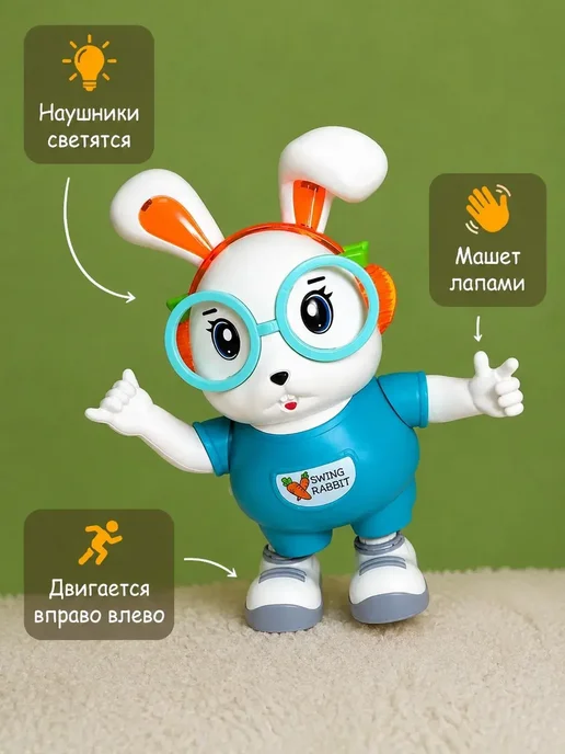play rus Интерактивная игрушка музыкальный заяц для мальчиков, синий, фото 5