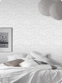 Бумажные обои кирпич светло-серые Кирпичики10 - 4 рулона. Купить обои на стену. Изображение 15