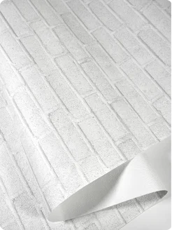 Бумажные обои кирпич светло-серые Кирпичики10 - 4 рулона. Купить обои на стену. Изображение 3