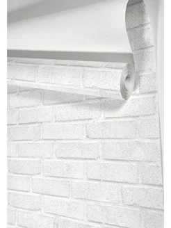 Бумажные обои кирпич светло-серые Кирпичики10 - 4 рулона. Купить обои на стену. Изображение 4