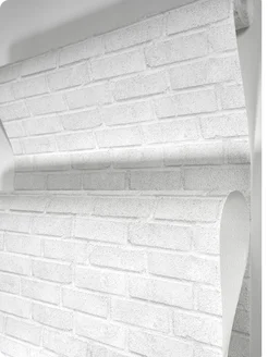 Бумажные обои кирпич светло-серые Кирпичики10 - 4 рулона. Купить обои на стену. Изображение 7