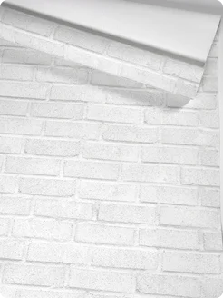 Бумажные обои кирпич светло-серые Кирпичики10 - 4 рулона. Купить обои на стену. Изображение 8