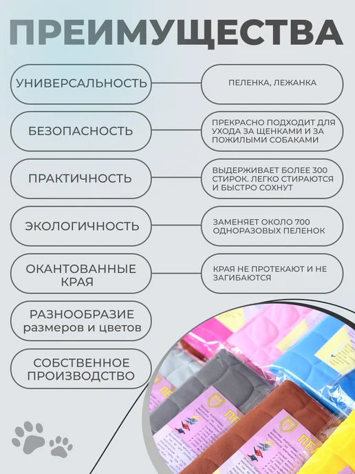 Пелёнка Многоразовые пеленки для собак и животных 60х40 см лиловая, 60x70 см, фото 5