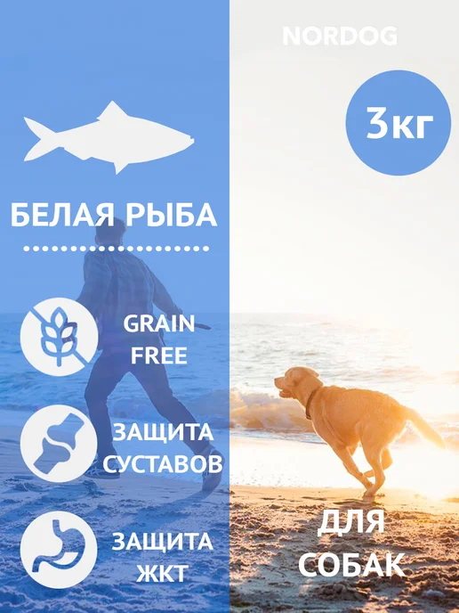 Сухой корм WILDY Белой для собак, беззерновой, рыба, 3 кг, фото 2