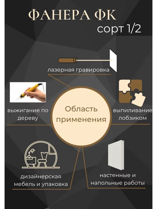 Фанера ФК 1 2, 600*400, 3 мм, 5 штук, 600x400, фото 2