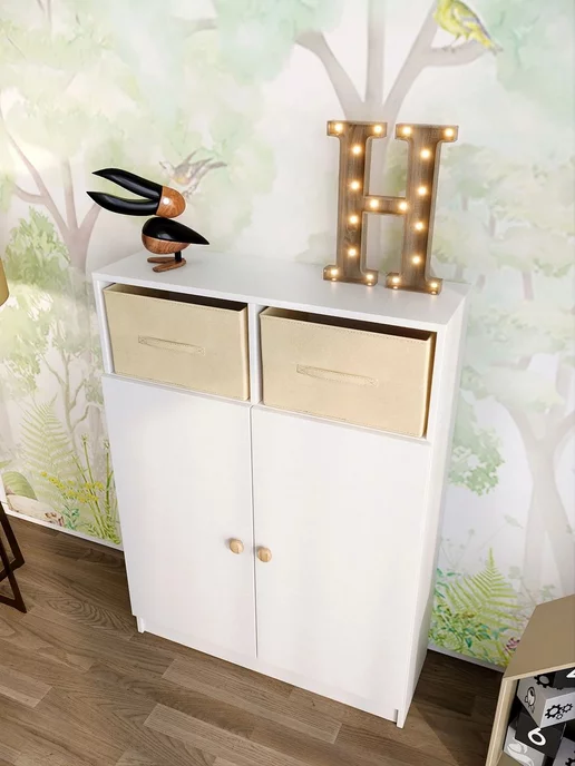KIDDOCHIL Детский стеллаж Монтессори, для одежды и игрушек, белый, фото 7