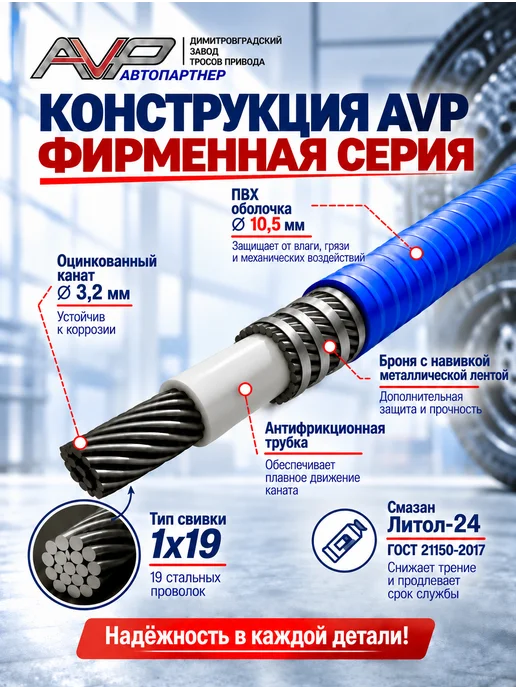 AVP Автопартнер Трос ручного тормоза для Chevrolet Niva, Travel, вариант, фото 5