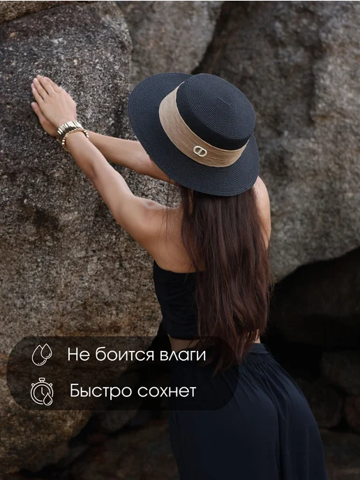 DIZLI Шляпа летняя пляжная, черный, фото 7