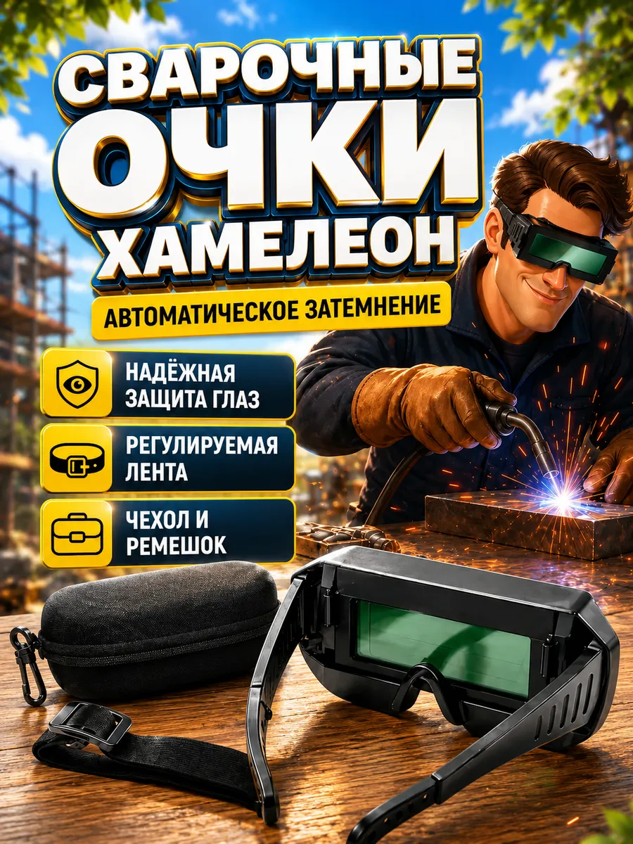 Защитные очки хамелеон для сварки с автозатемнением