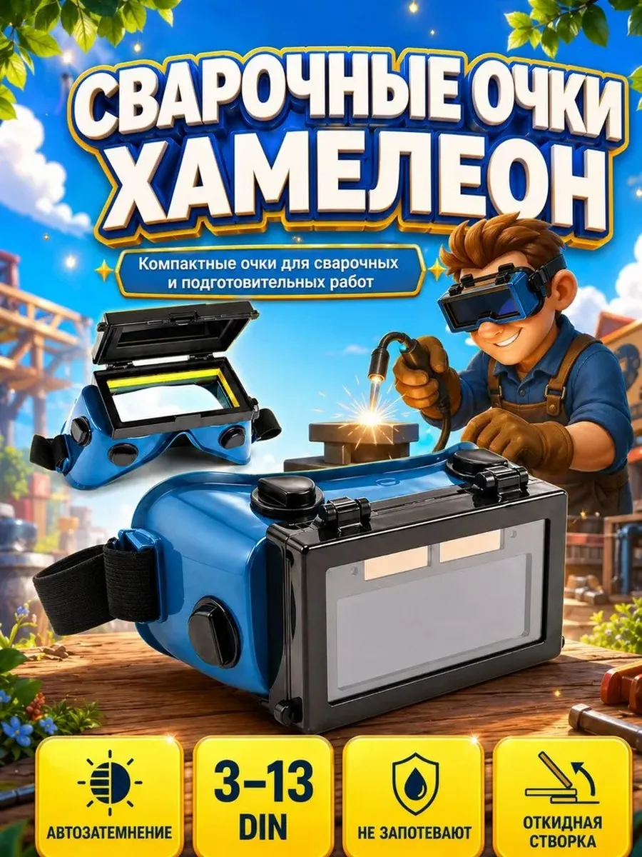 Защитные очки хамелеон для сварки с автозатемнением