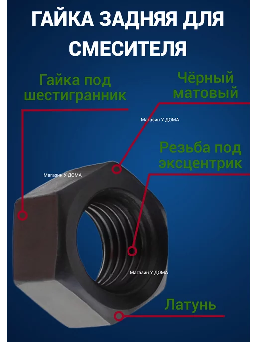 Нет бренда Гайка для крепления смесителя к стене, черный, фото 2