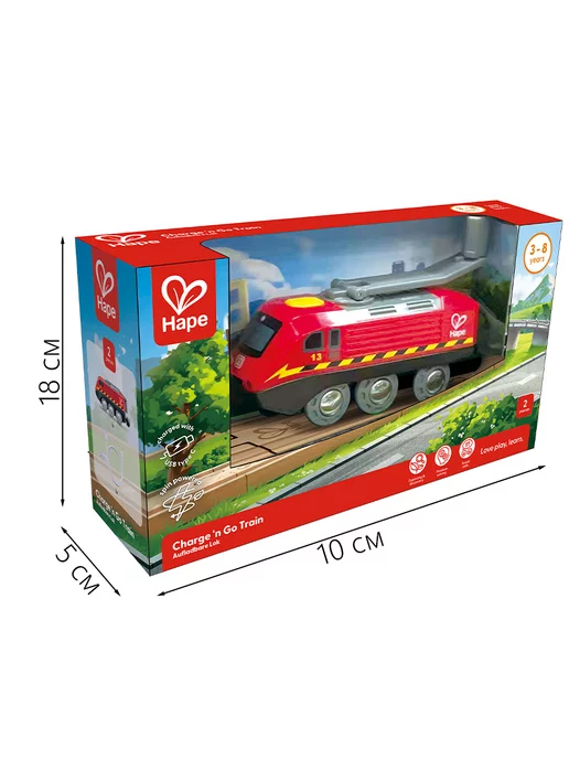 HAPE Детская игрушка поезд, со звуком и USB проводом, красный, фото 4