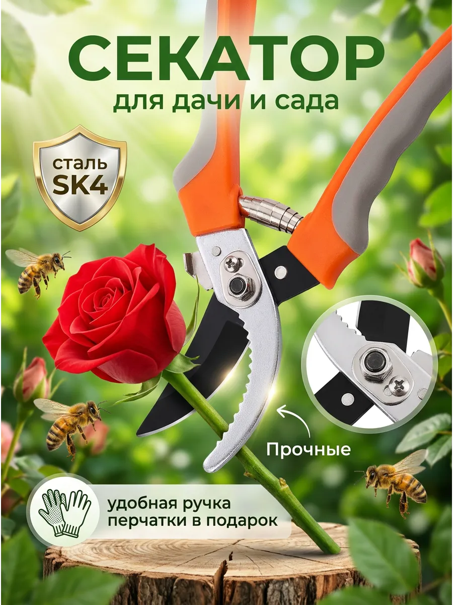 Ножницы садовые секатор на пружине острые