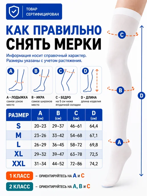 Krampfarden Компрессионные чулки 2 класс для беременных на роды операции, белый, фото 4