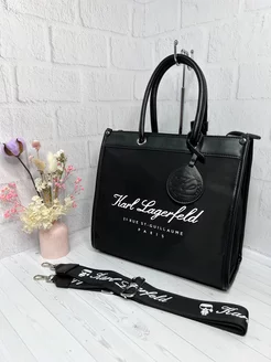 Сумка шоппер на молнии тоут через плечо тканевый karl lagerfeld 219558233 купить за 3 876 ₽ в интернет-магазине Wildberries