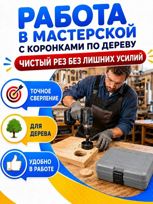 Комплект коронок по дереву Набор коронок по дереву и гипсокартону 11 в 1, вариант, фото 2
