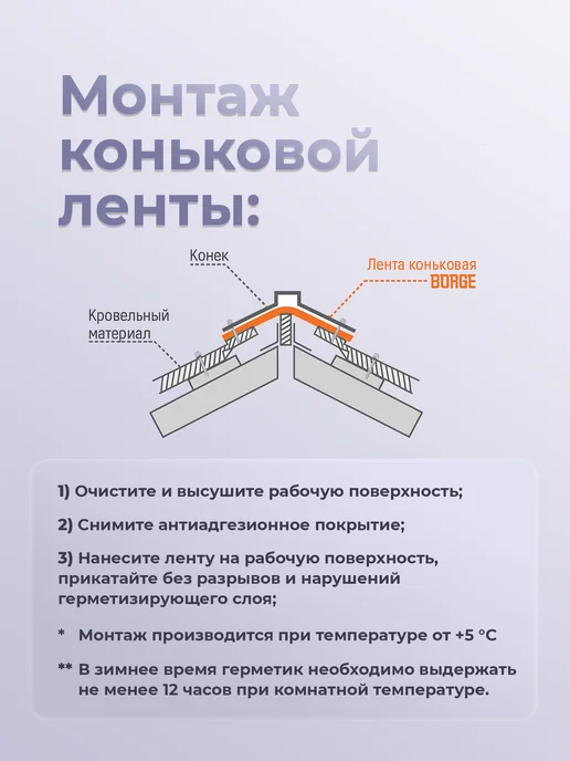 BORGE Аэроэлемент конька лента коньковая 240 мм, 5м, коричневый, 5 м, фото 3