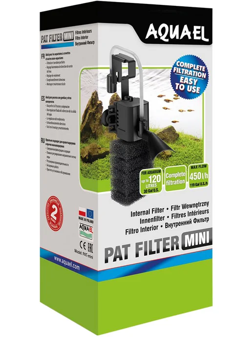 AQUAEL Помпа для аквариума внутренний фильтр PAT MINI до 120 л, 120 л, фото 2