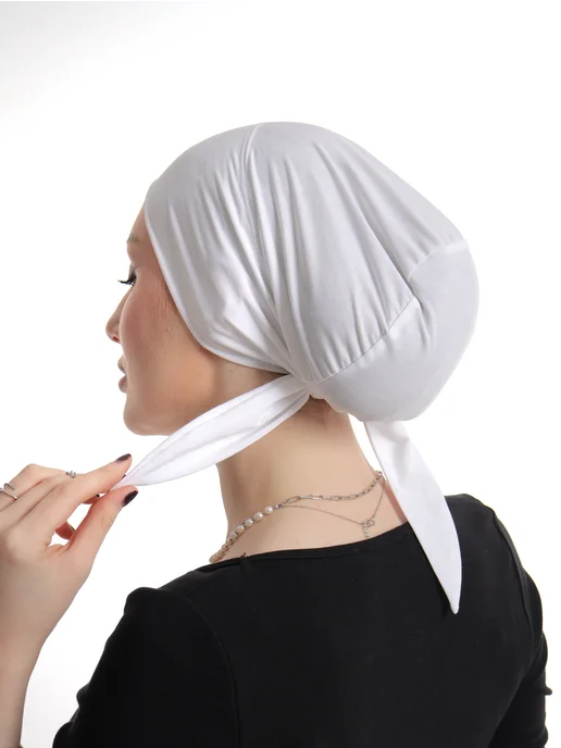 TAWSI HIJAB Подхиджабник с завязками шапочка под хиджаб косынка бандана, белый, фото 2