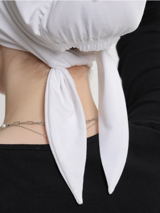 TAWSI HIJAB Подхиджабник с завязками шапочка под хиджаб косынка бандана, белый, фото 3