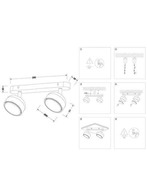 AMBRELLA LIGHT Светильник точечный спот потолочный в кухню, белый, фото 6