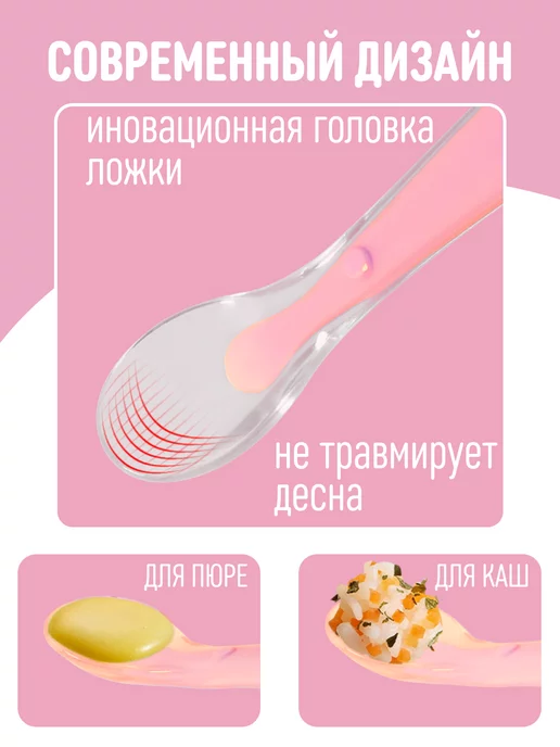 МакШоп Ложка для прикорма силиконовая детская обучающая, розовый, фото 4