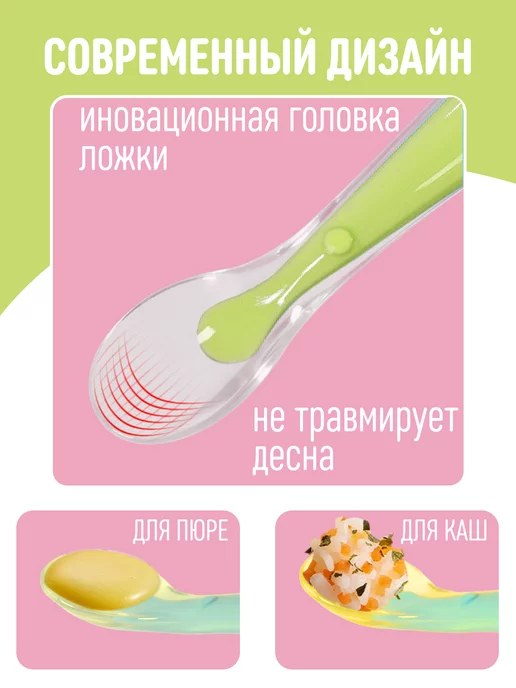 МакШоп Ложка для прикорма силиконовая детская обучающая, зеленый, фото 4