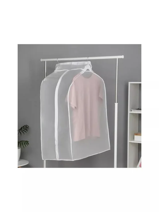 Доляна Чехол для одежды 60×90×50 см, PEVA, цвет белый, 60x90x50 см, фото 4