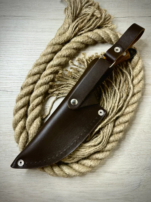 Monsta knives Кожаный чехол для сербского ножа тяпки, коричневый, фото 3