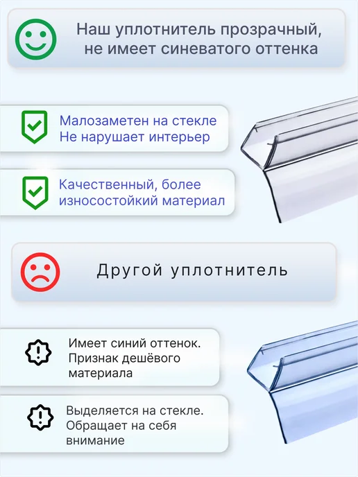 MONSOON˙ Уплотнитель для душевой кабины 6 мм Ц-образный У3088 73 см, вариант, фото 6