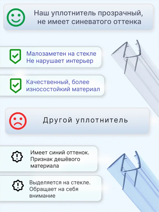 MONSOON˙ Уплотнитель для душевой кабины 8 мм ТТ У3124 73 см, вариант, фото 7