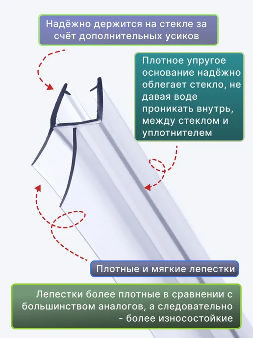 MONSOON˙ Уплотнитель для душевой кабины 6 мм ТЦ17 У3204 73 см, вариант, фото 5