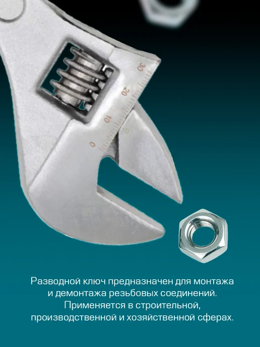 PRAKTISCHE TOOLS Гаечный ключ универсальный сантехнический разводной 250 мм, серый, фото 3